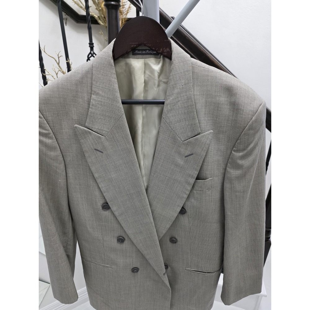 YSL Yves Saint Laurent Blazer 38R Gray Double Breasted Made In Portugal